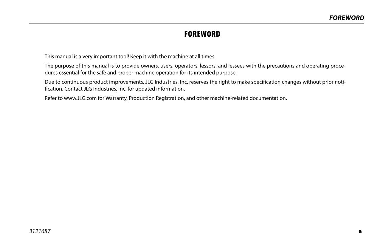 JLG R10 R6 Scissor Lift Maintenance Operation Operators Manual