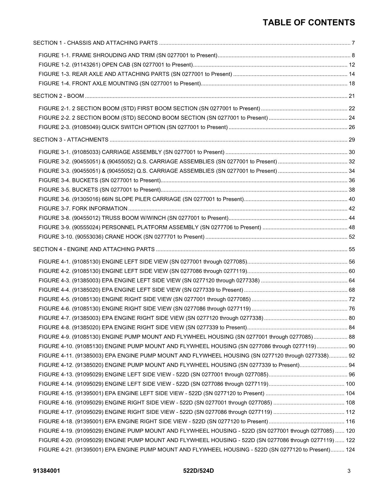 GRADALL 522D 524D Telehandler Parts Catalog Manual 91384001