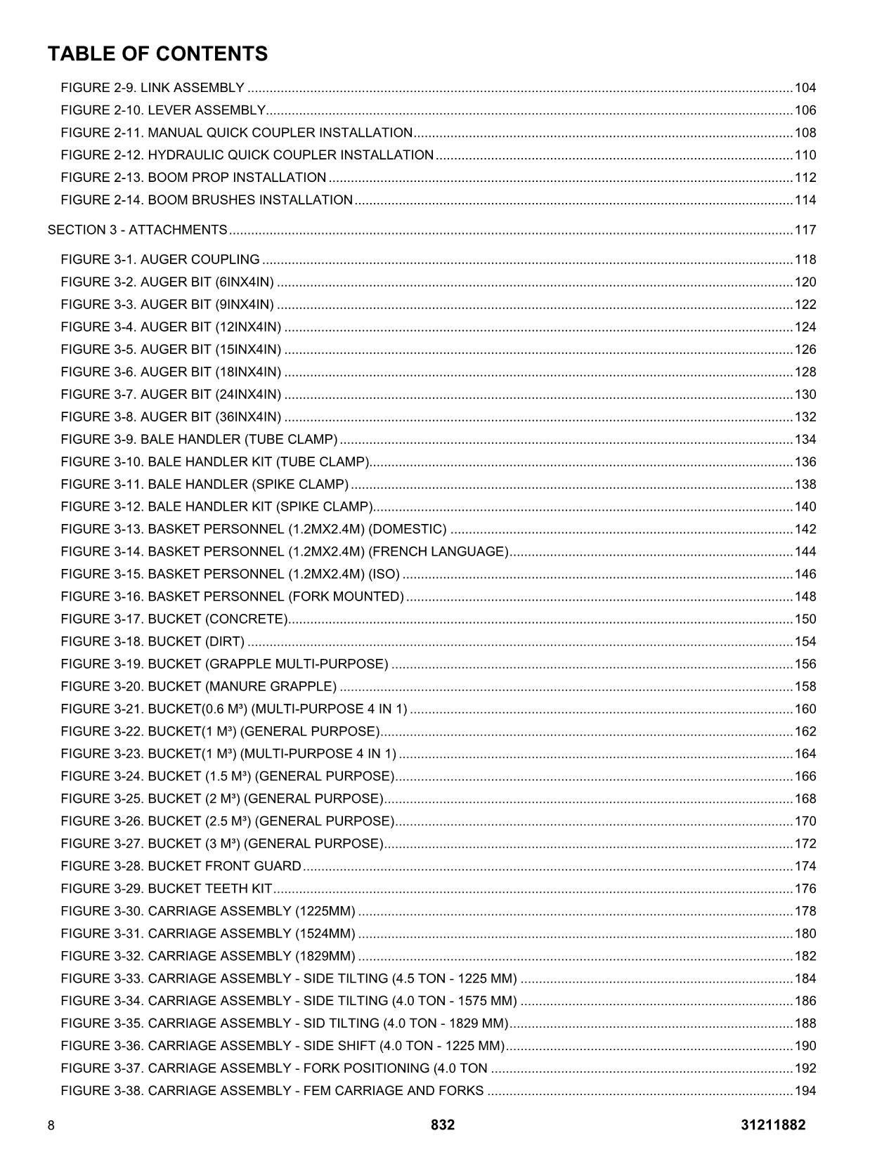 JLG 832 Telehandler Parts Catalog Manual