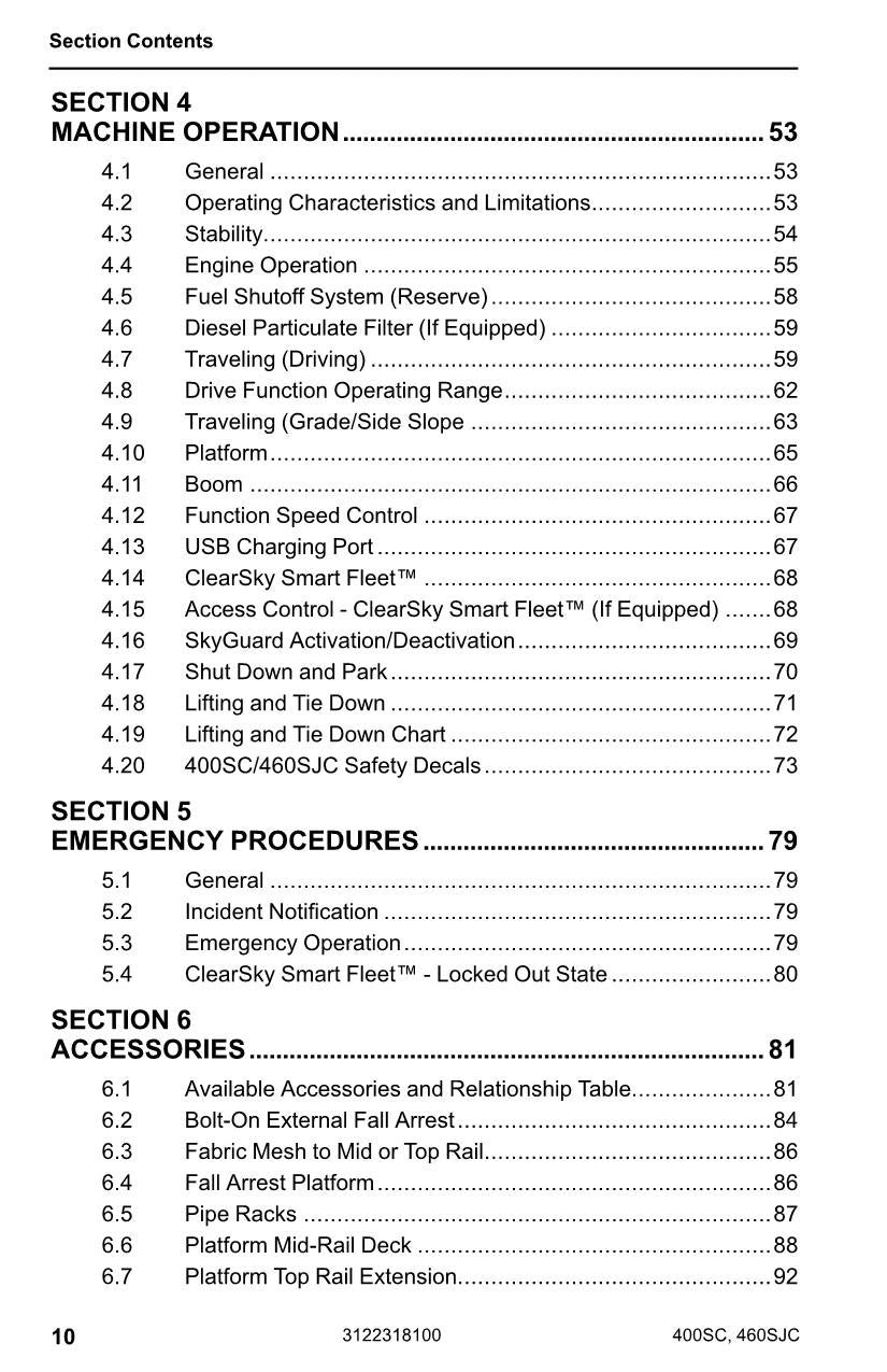 JLG 400SC 460SJC Boom Lift Maintenance Operation Operators Manual 3122318100