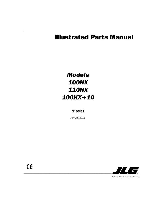 JLG 100HX 100HX+10 110HX Boom Lift Parts Catalog Manual