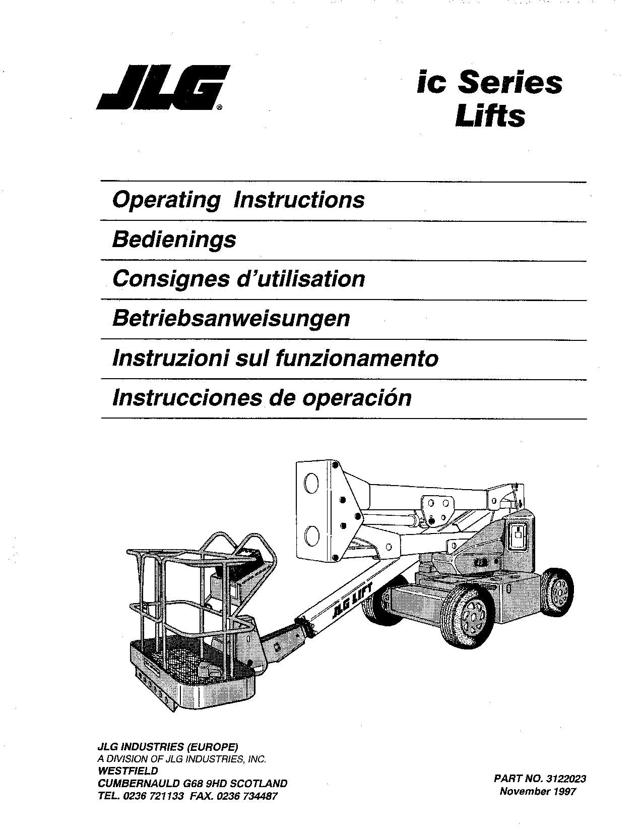 JLG 40ic 45ic Boom Lift Maintenance Operation Operators Manual EN FR DE IT ES