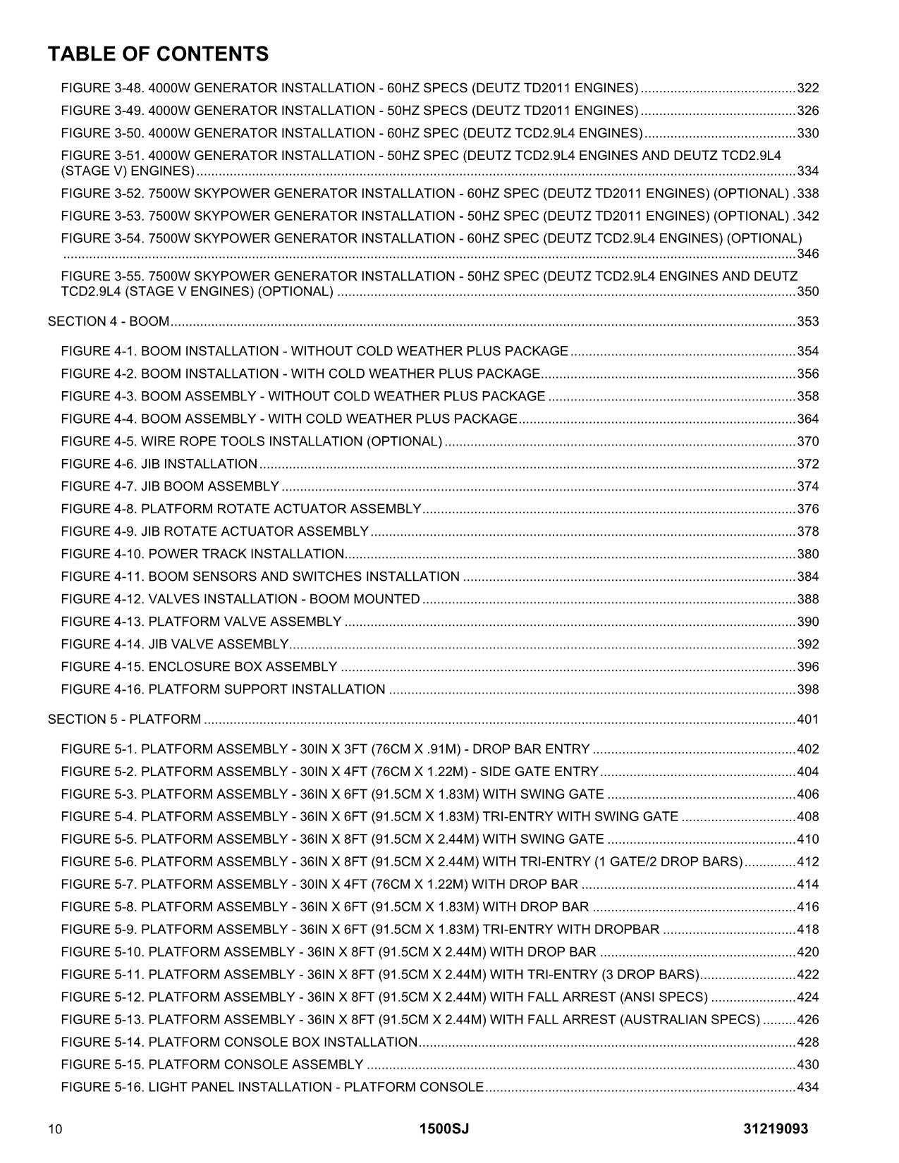 JLG 1500SJ Boom Lift  Parts Catalog Manual