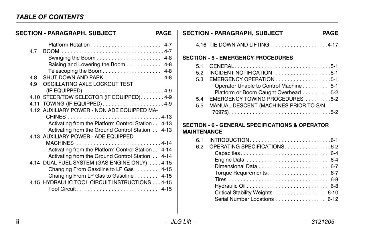 JLG 600S 600SJ 660SJ Boom Lift Maintenance Operation Operators Manual