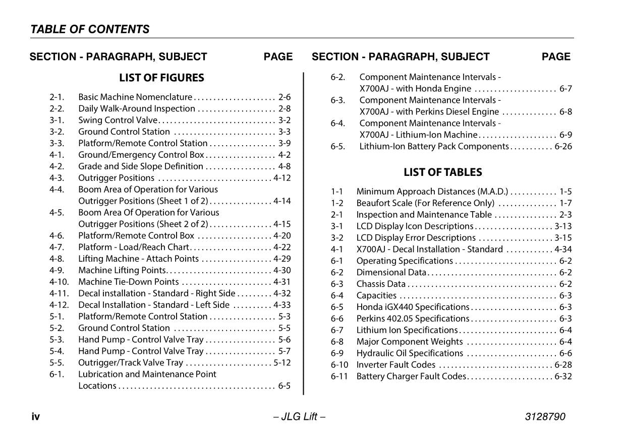 JLG X700AJ Compact Crawler Boom Maintenance Operation Operators Manual