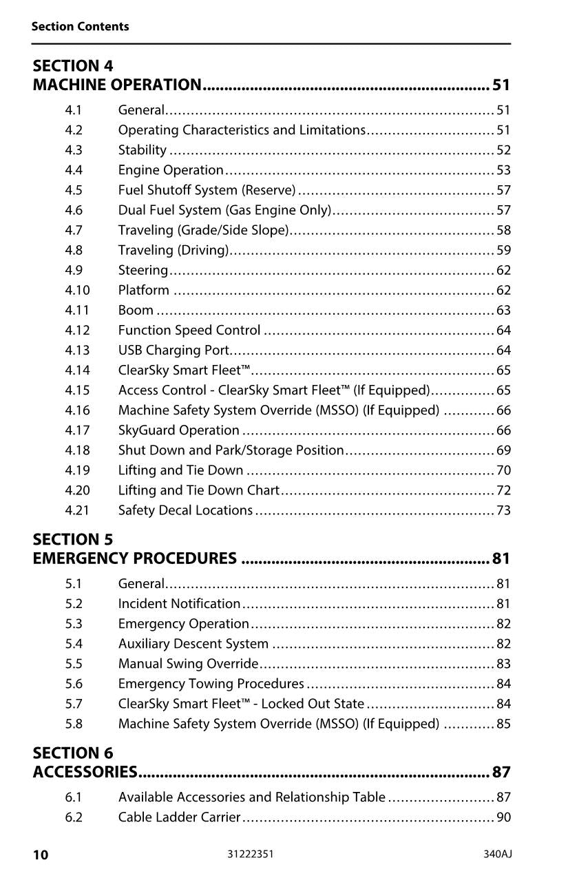 JLG 340AJ Boom Lift Maintenance Operation Operators Manual 31222351