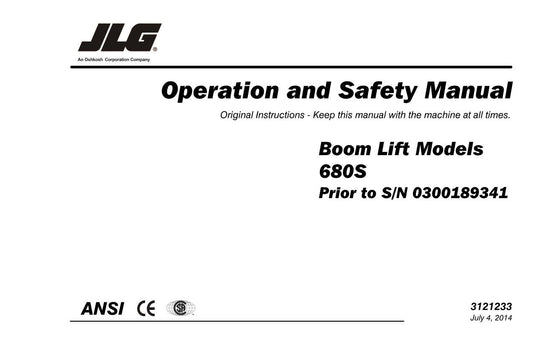 JLG 680S Boom Lift Maintenance Operation Operators Manual 3121233