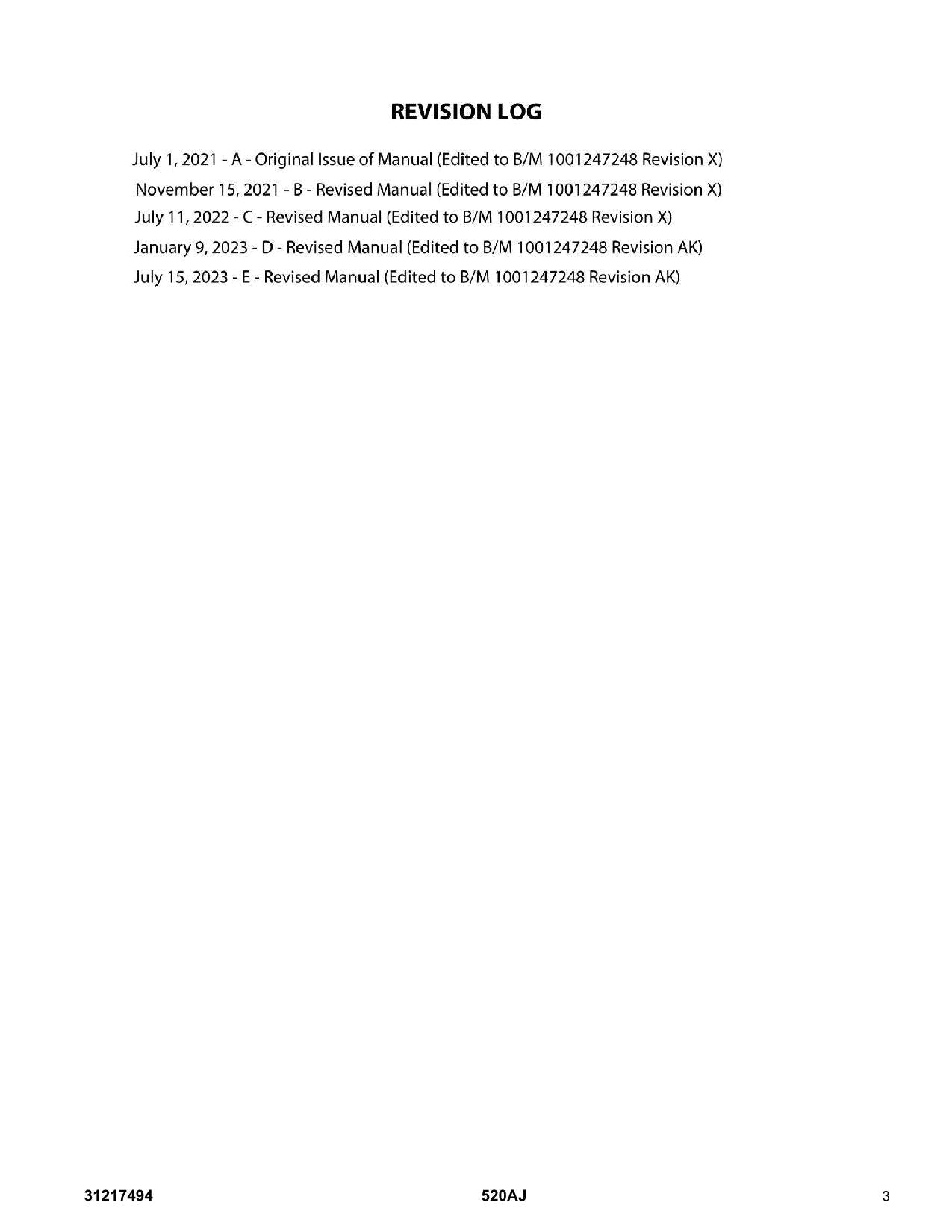 JLG  520AJ Boom Lift  Parts Catalog Manual