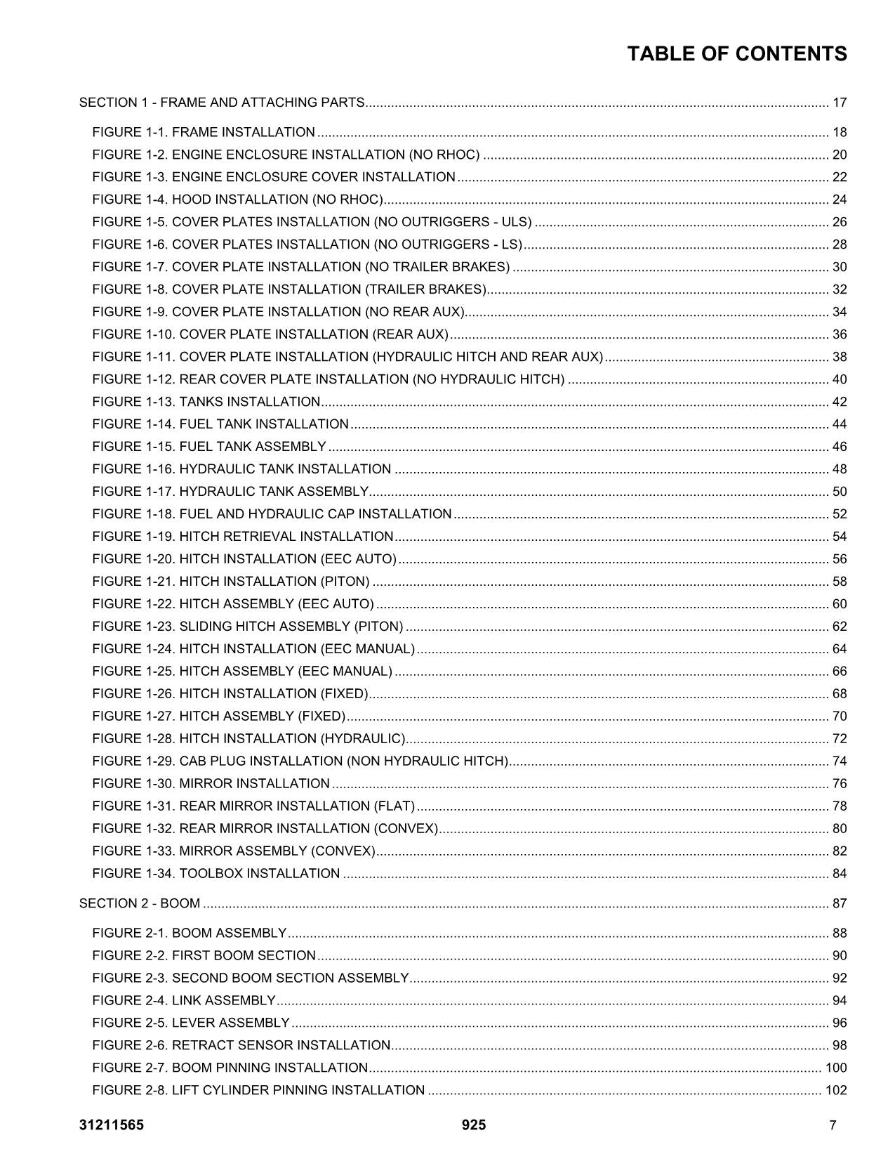 JLG 925 Telehandler Parts Catalog Manual 31211565