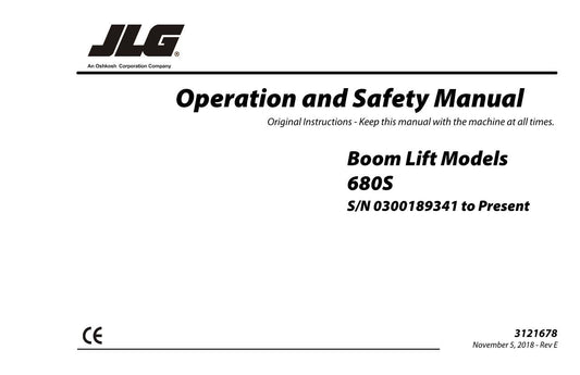 JLG 680S Boom Lift Maintenance Operation Operators Manual 3121678