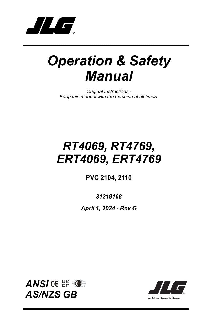 JLG ERT4069 ERT4769 RT4069 RT4769 Scissor Lift Operators Manual 31219168