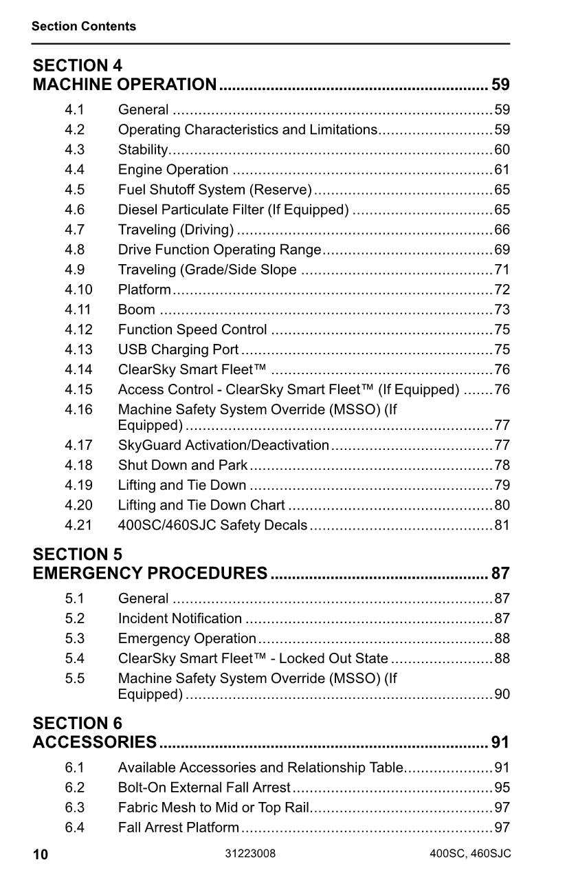 JLG 400SC 460SJC Boom Lift Maintenance Operation Operators Manual 31223008