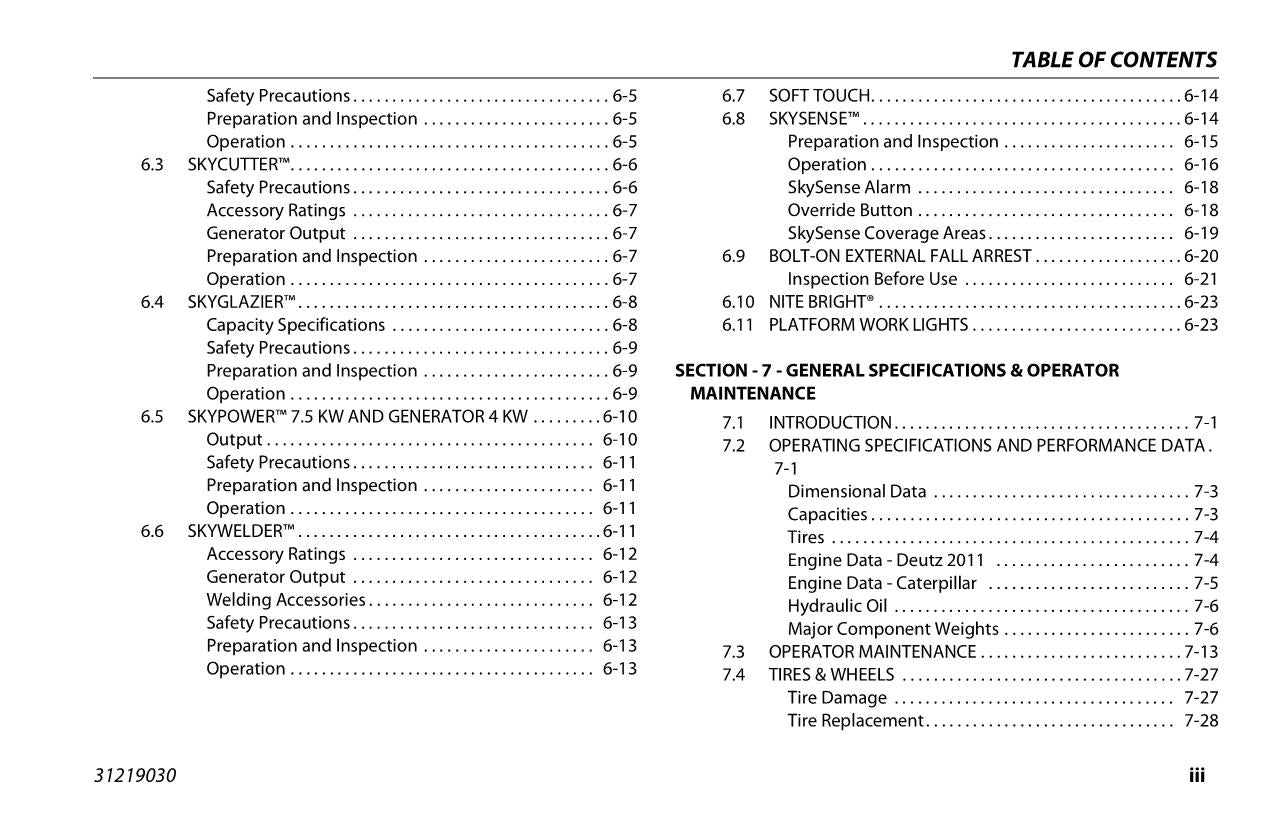 JLG 1250AJP Boom Lift Maintenance Operation Operators Manual 31219030