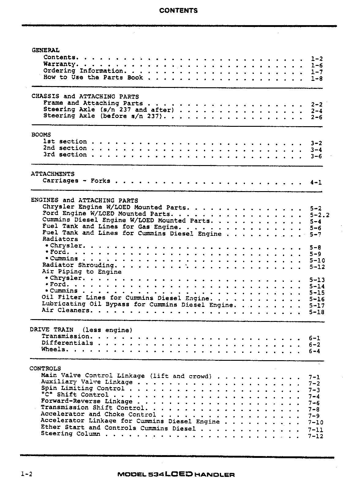 GRADALL JLG 534A LOED Telehandler Parts Catalog Manual