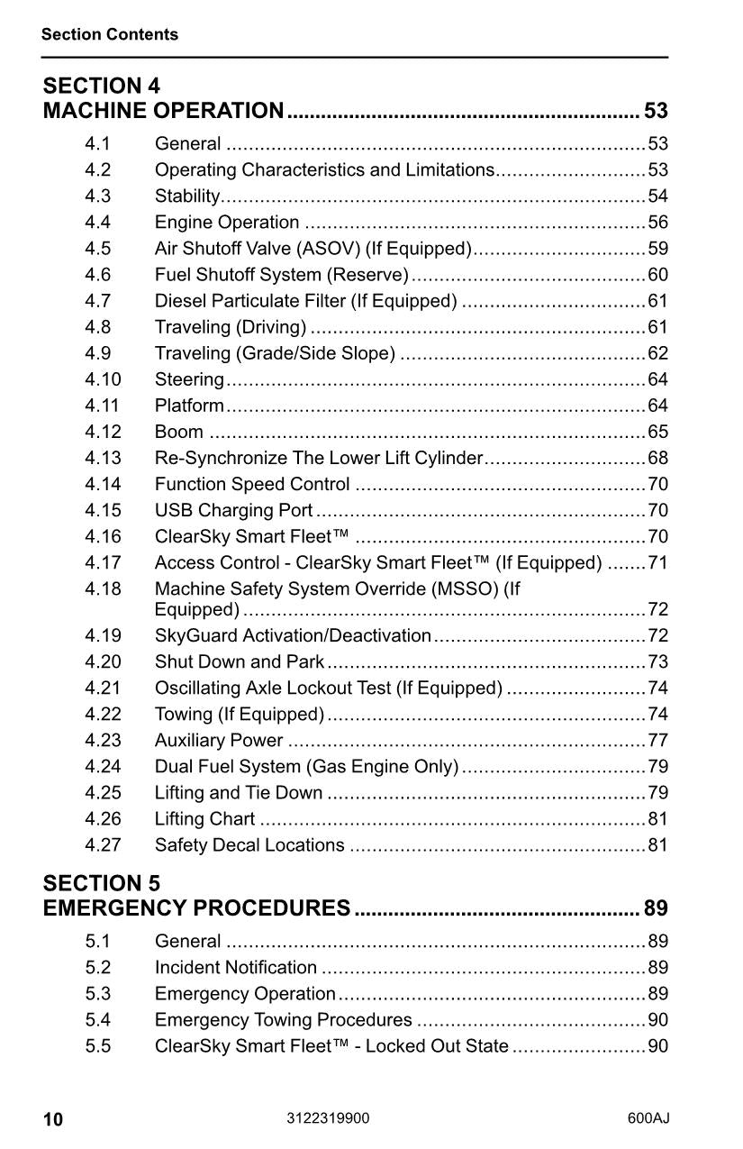 JLG 600AJ Boom Lift Maintenance Operation Operators Manual 3122319900