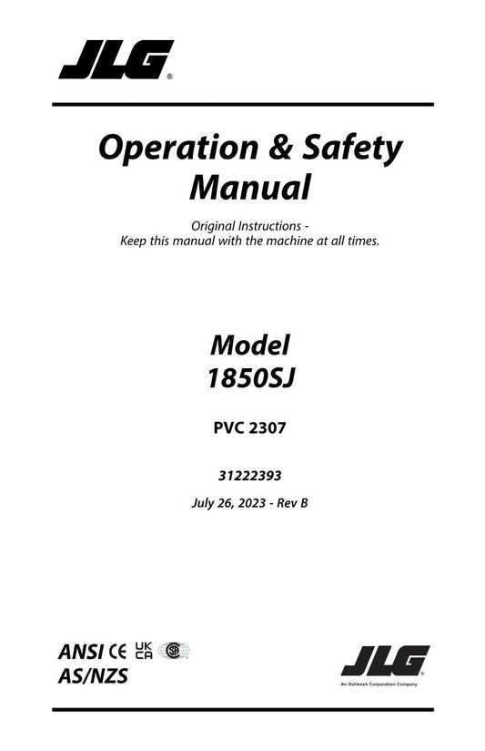 JLG 1850SJ Boom Lift Maintenance Operation Operators Manual 31222393