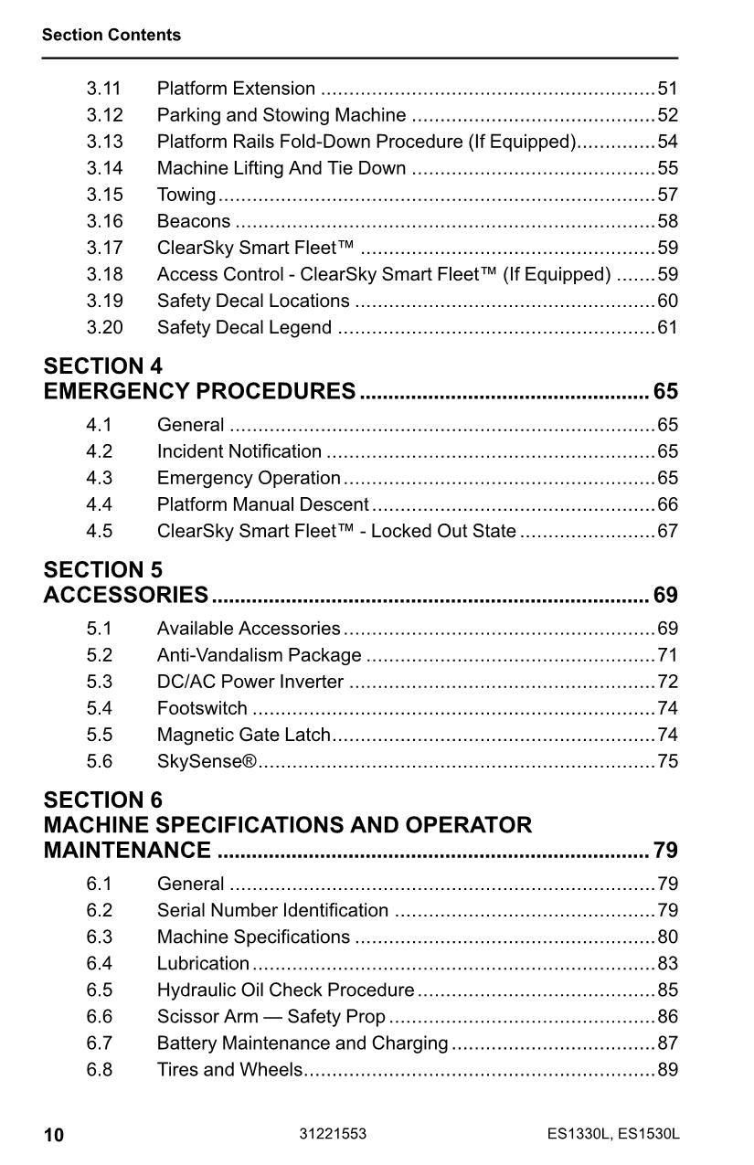 JLG ES1330L ES1530L Scissor Lift Maintenance Operation Operators Manual 31221553