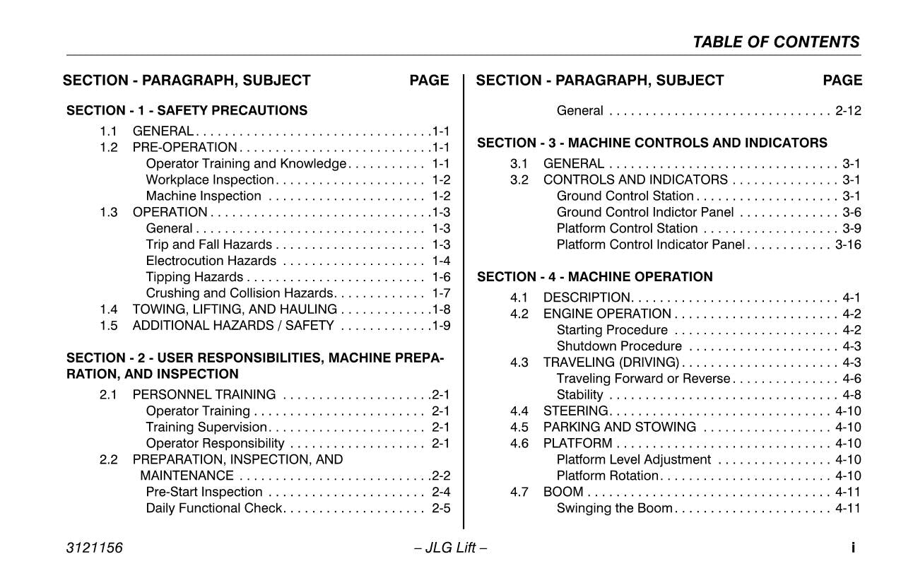 JLG 600SC 660SJC Boom Lift Maintenance Operation Operators Manual 3121156