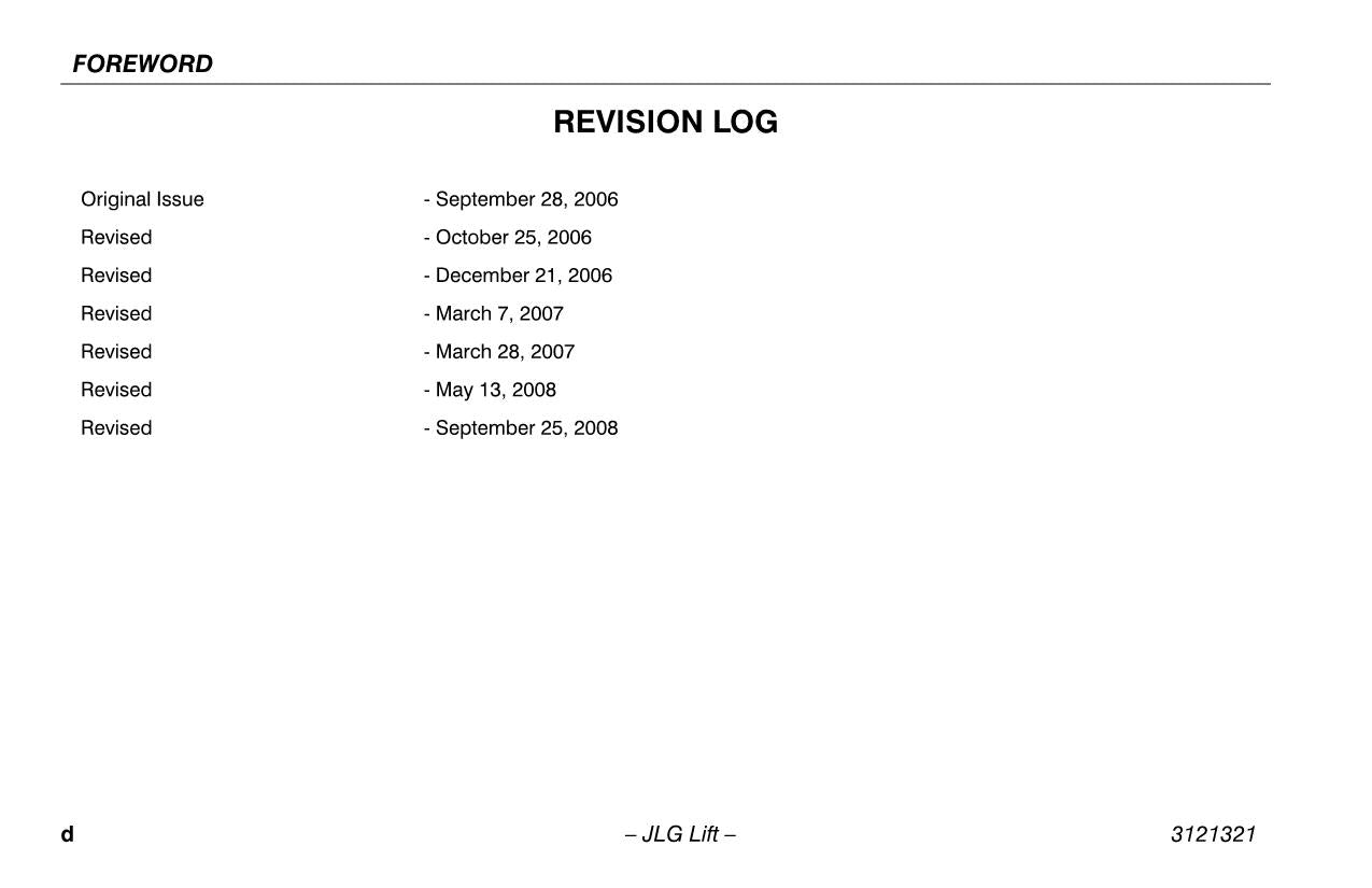 JLG 67SL Scissor Lift Maintenance Operation Operators Manual