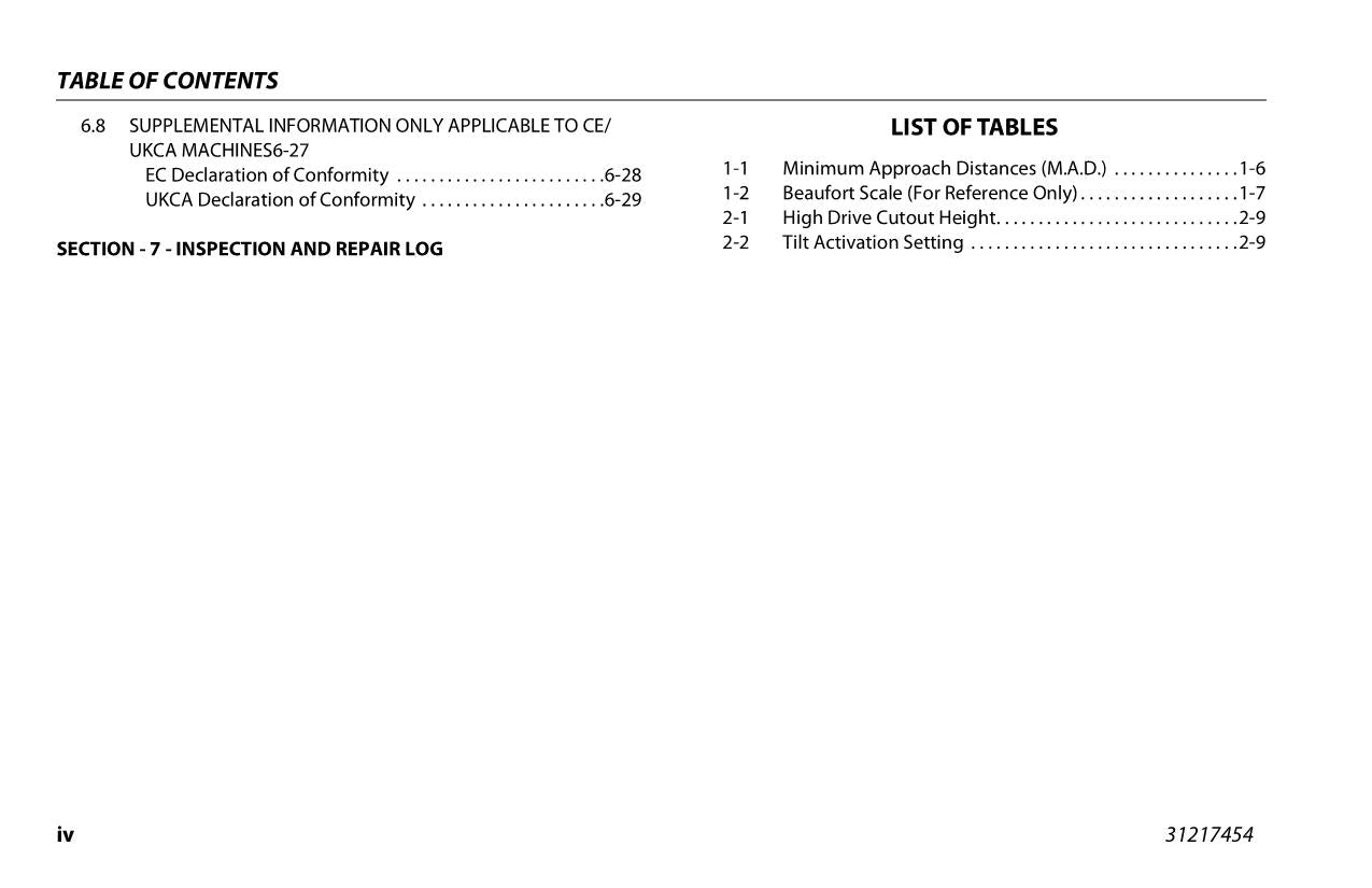 JLG ES1330L ES1530L Scissor Lift Maintenance Operation Operators Manual 31217454