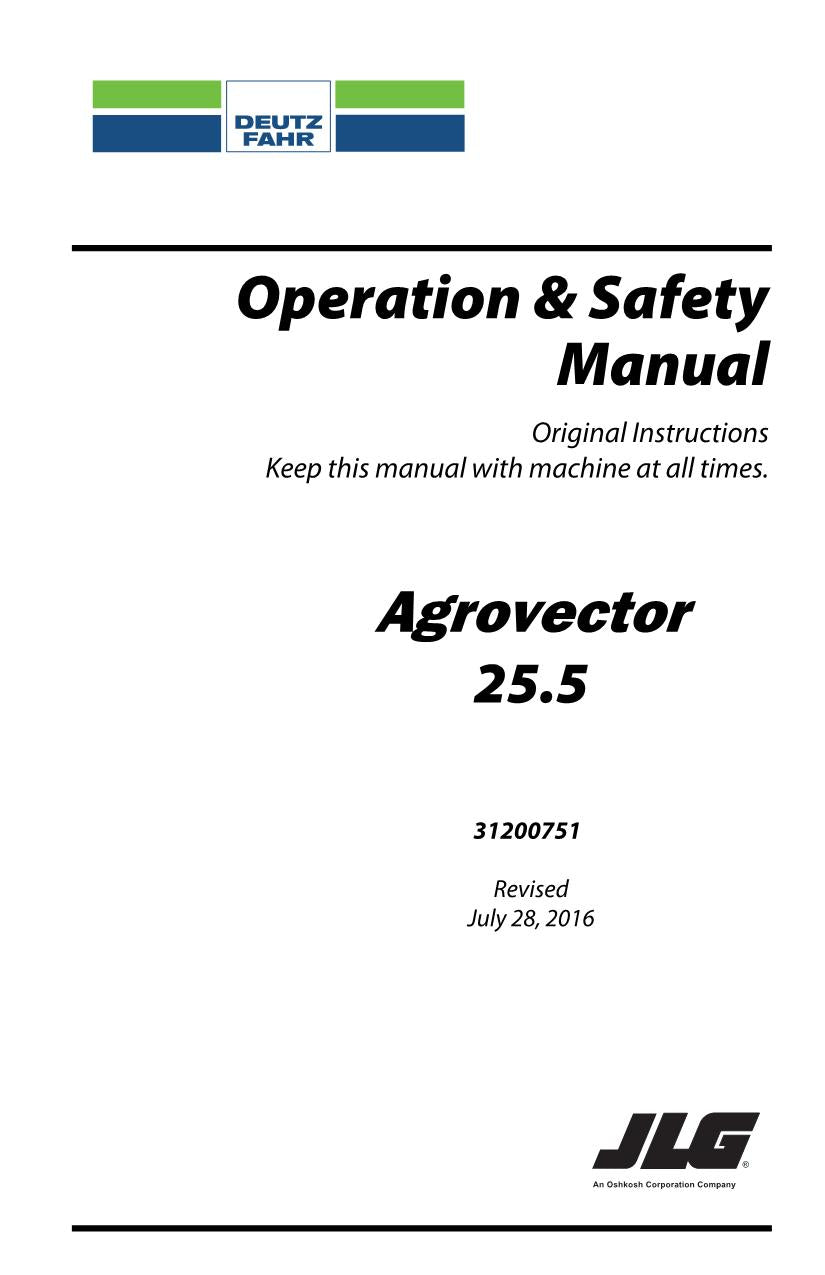 DEUTZ FAHR JLG 45437 Agrovector Maintenance Operation Operators Manual