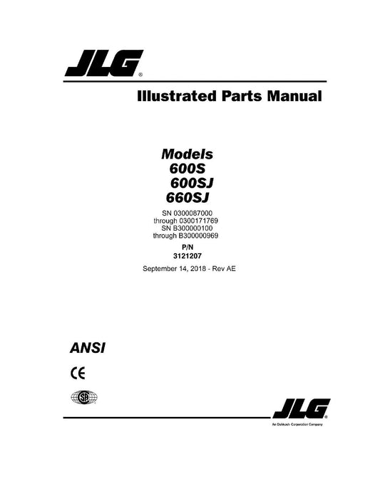 JLG 600S 600SJ 660SJ Boom Lift Parts Catalog Manual 3121207