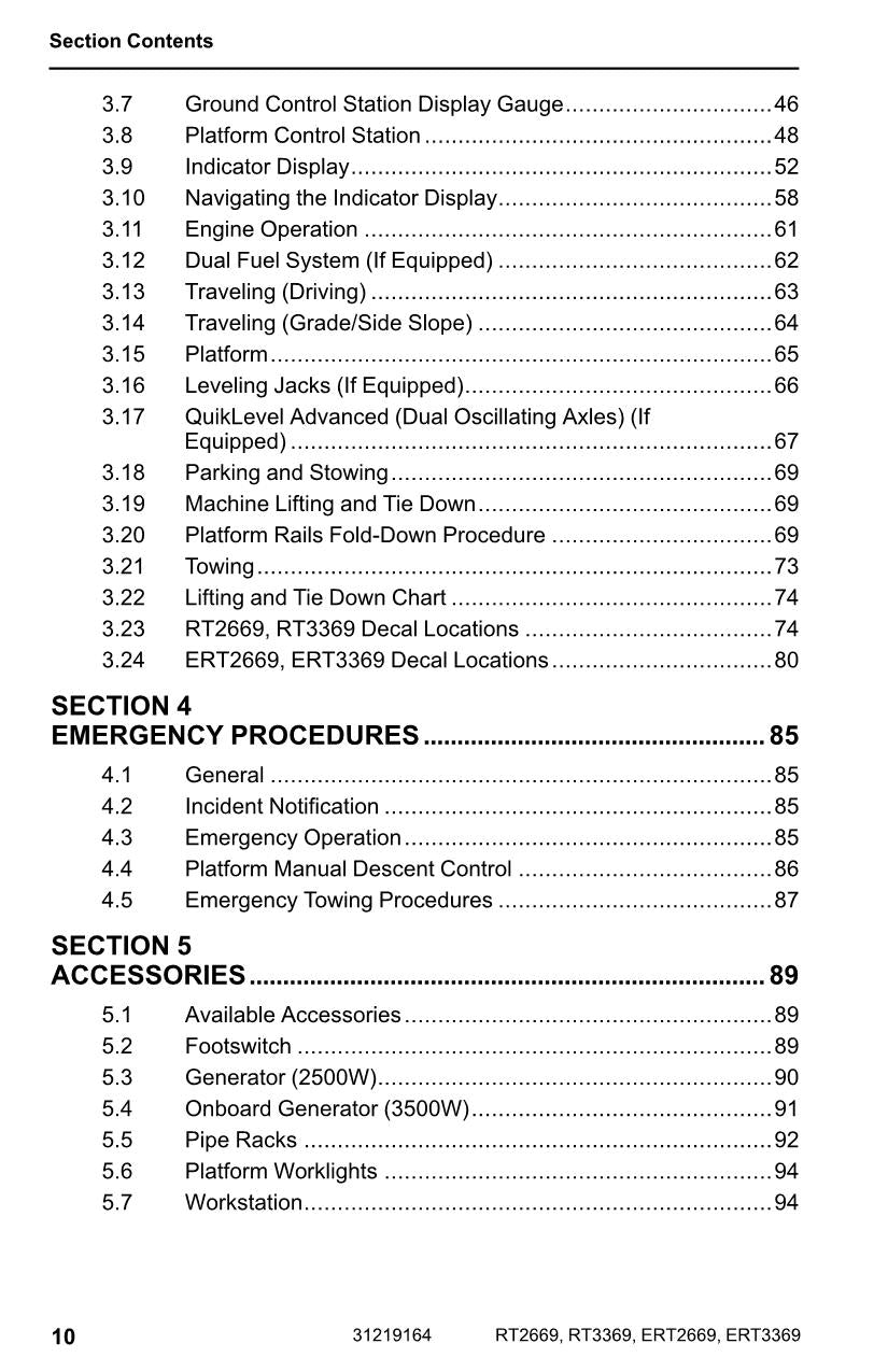 JLG ERT2669 ERT3369 RT2669 RT3369 Scissor Lift Operators Manual 31219164