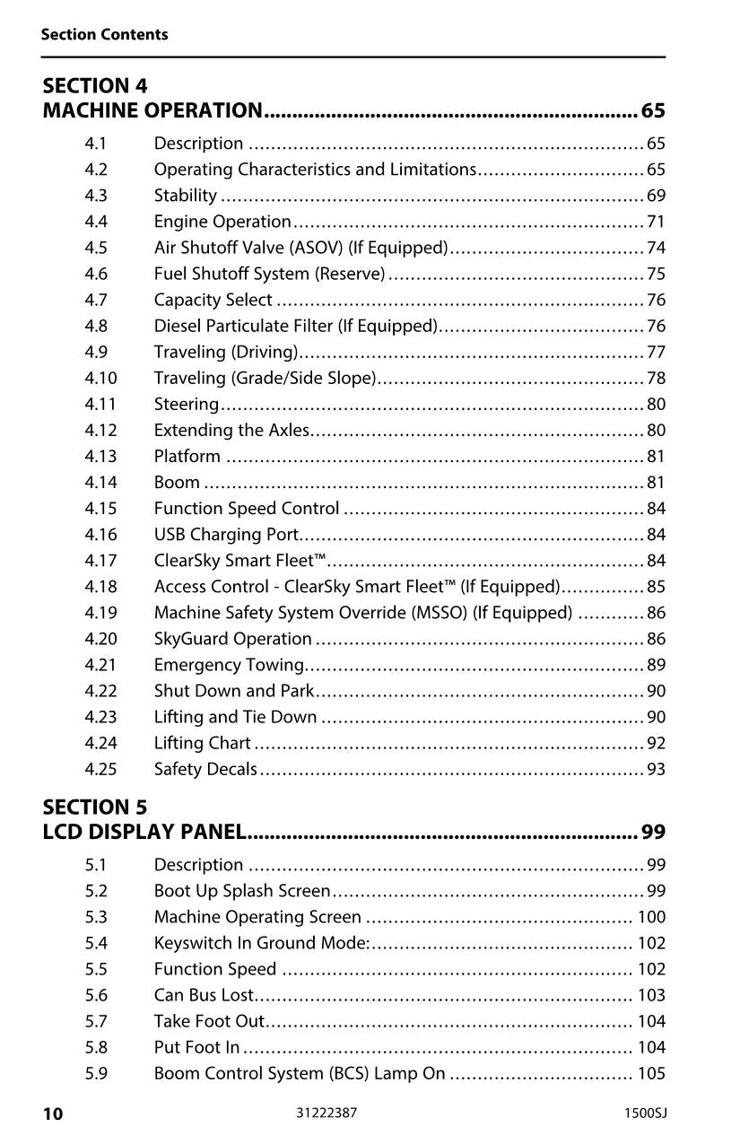 JLG 1500SJ Boom Lift Maintenance Operation Operators Manual 31222387