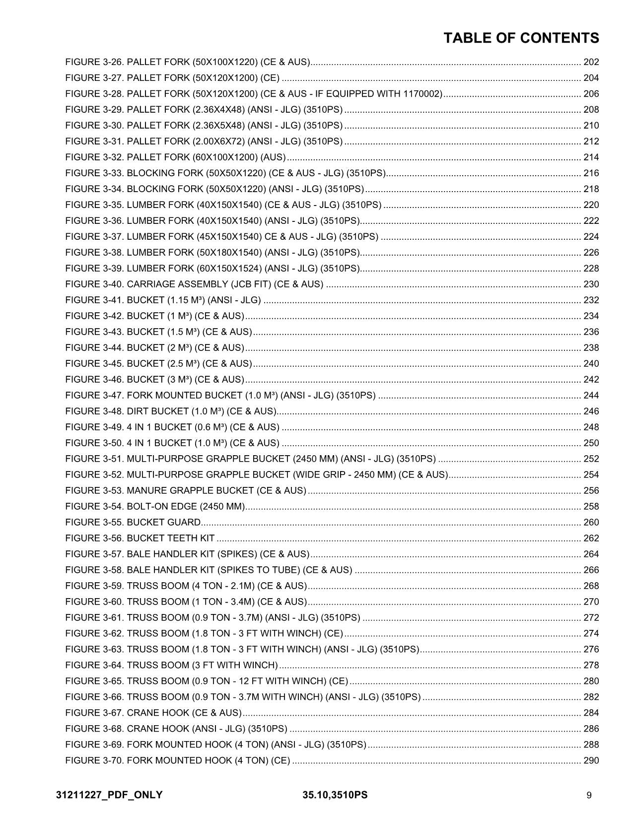 JLG 35.10 3510PS Telehandler Parts Catalog Manual