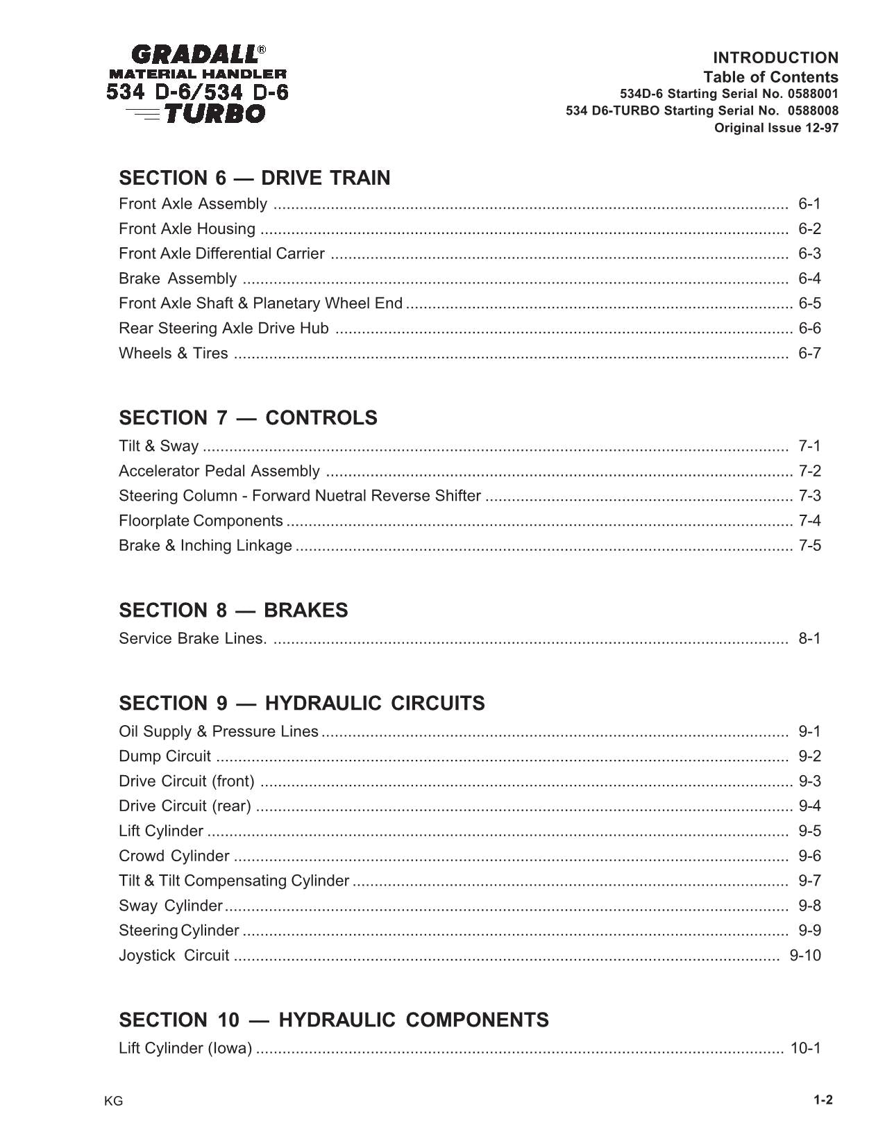 GRADALL 534D-6 534D-6T Telehandler Parts Catalog Manual