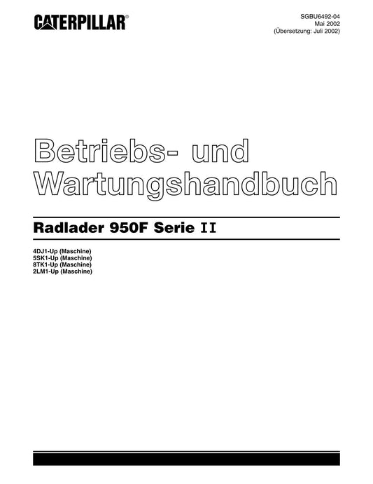 Caterpillar 950F Series II Radlader Betriebsanleitung Wartungshandbuch