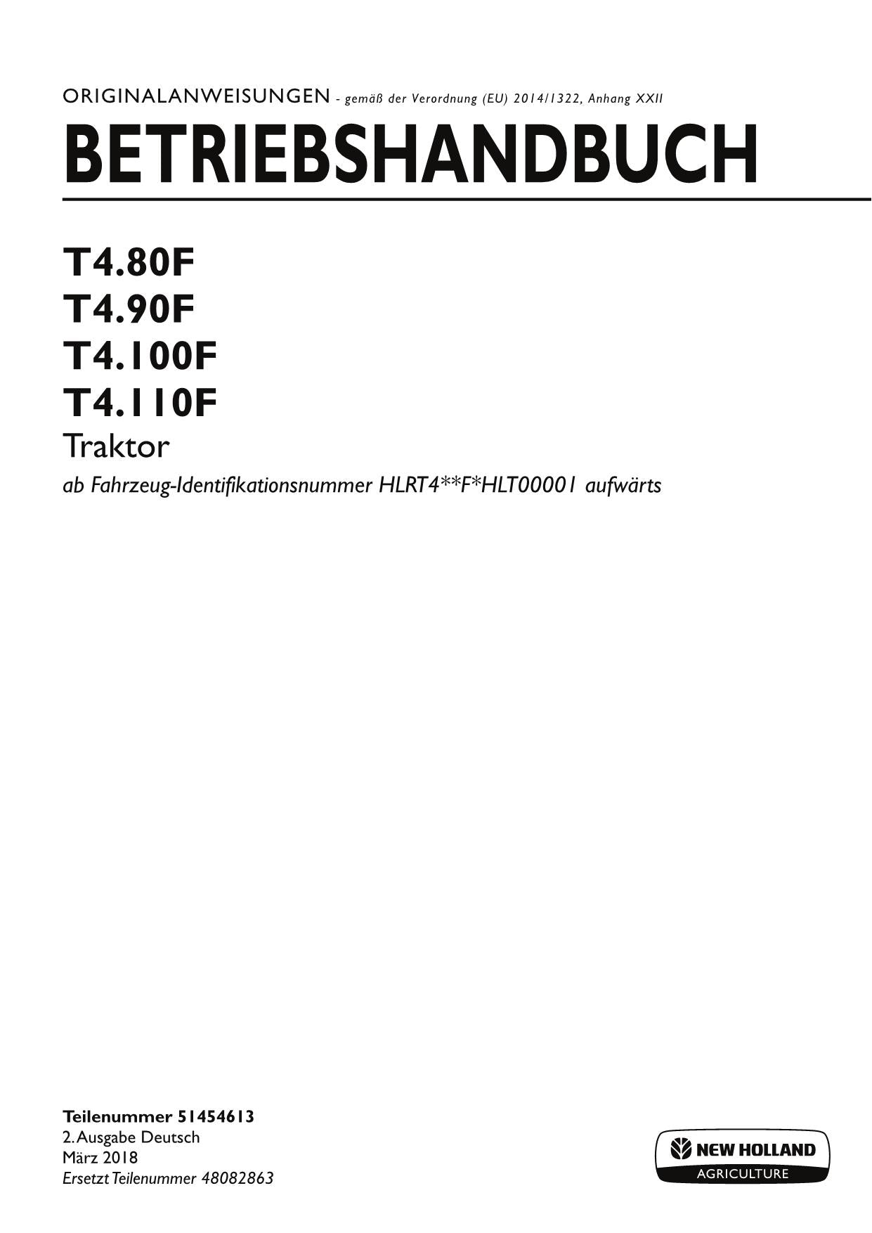 New Holland T4.80F T4.90F T4.100F T4.110F traktor betriebsanleitung #2