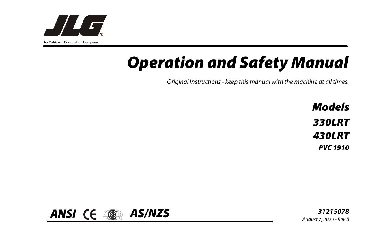 JLG 330LRT 430LRT Scissor Lift Maintenance Operation Operators Manual 31215078