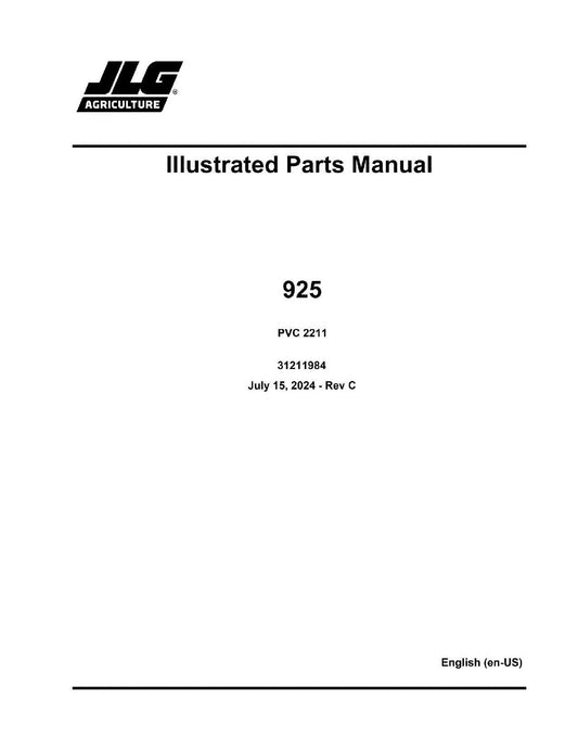 JLG 925 Telehandler  Parts Catalog Manual