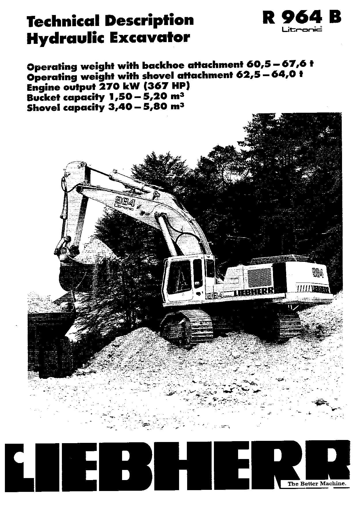 Liebherr R964 B Litronic Excavator Operators manual serial 9042