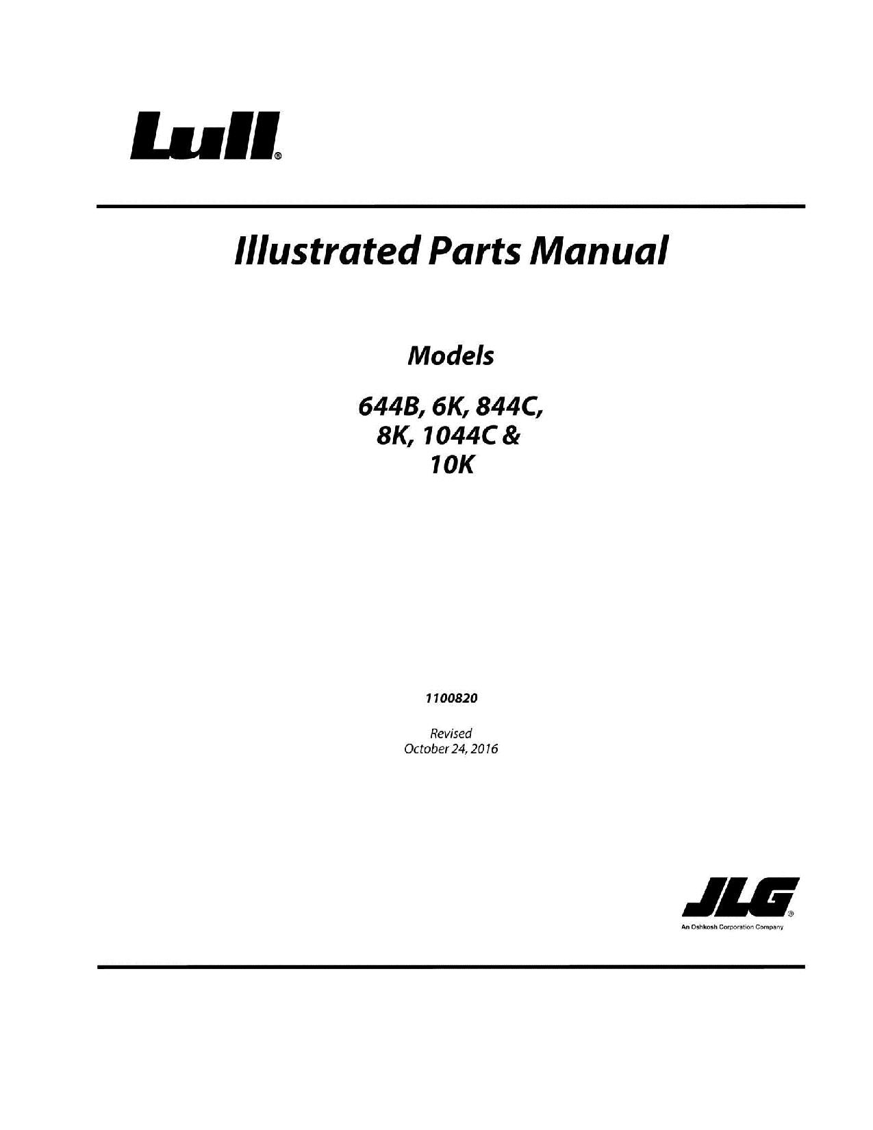 JLG LULL 644B-42 6K-37 6K-42 844C-42 8K-42 Telehandler Parts Catalog Manual