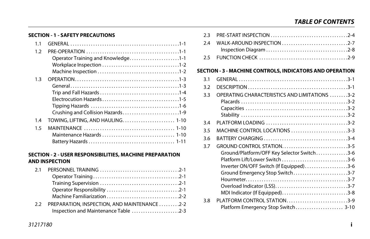 JLG R4045 Boom Lift Maintenance Operation Operators Manual