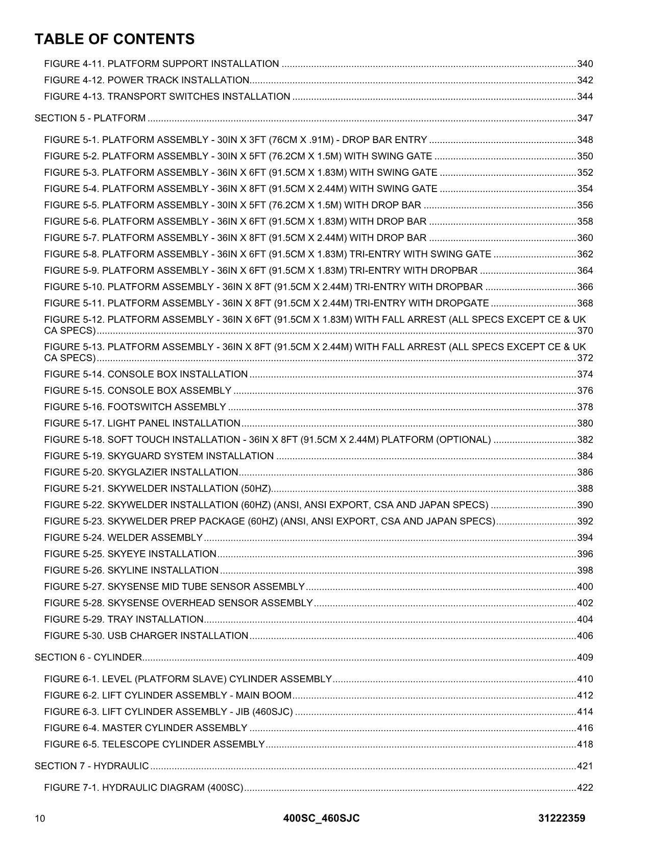 JLG 400SC 460SJC Boom Lift  Parts Catalog Manual