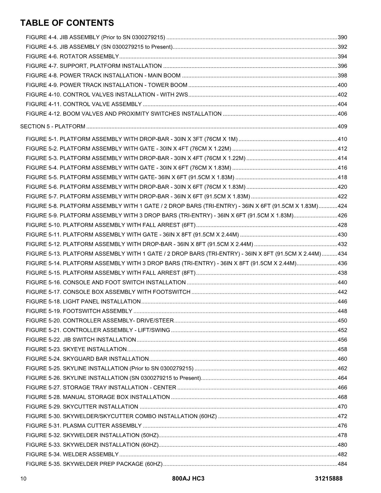 JLG 800AJ HC3 Boom Lift Parts Catalog Manual 31215888