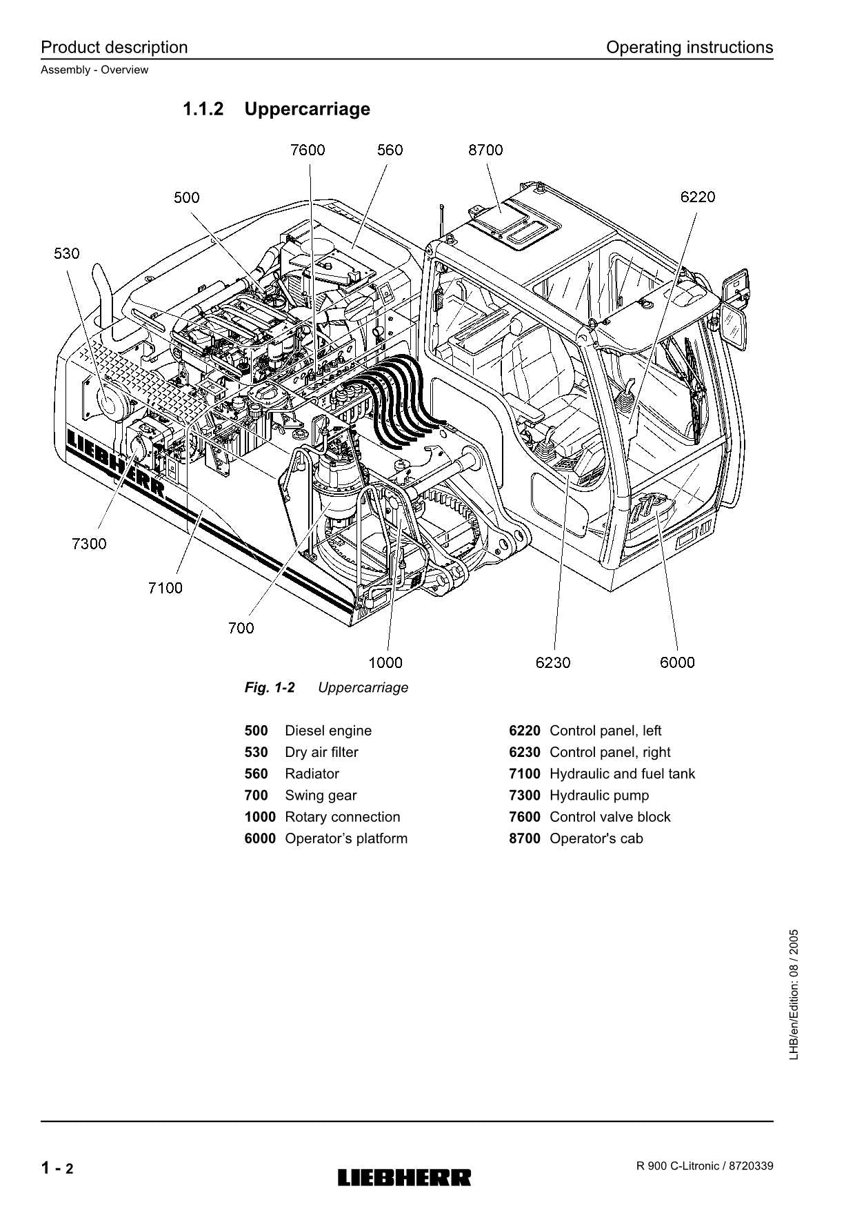 Liebherr R900 C-Litronic Excavator Operators manual serial 25621