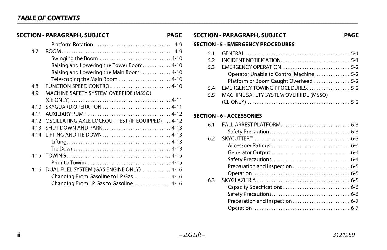 JLG 450A Series II 450AJ Series II Boom Lift Operators Manual