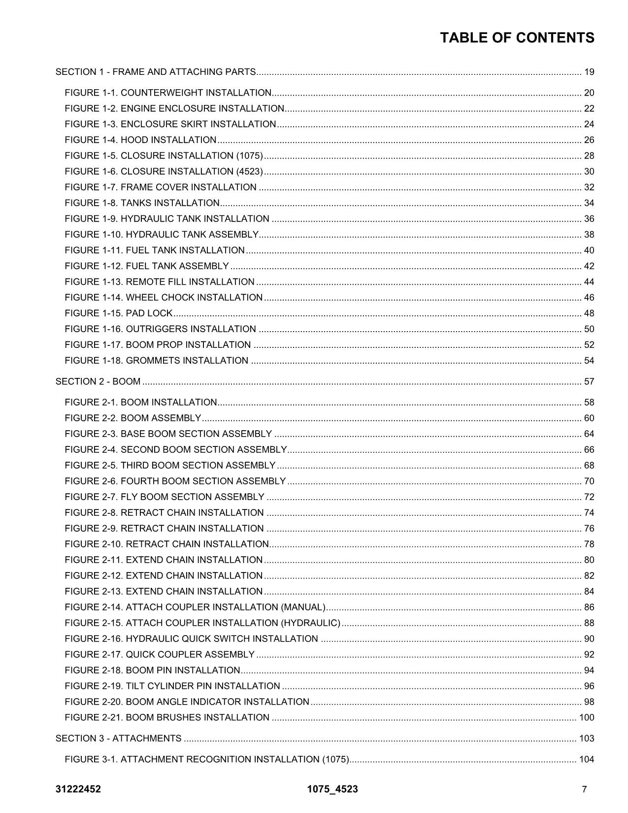 JLG 1075 4523 Telehandler Parts Catalog Manual 31222452