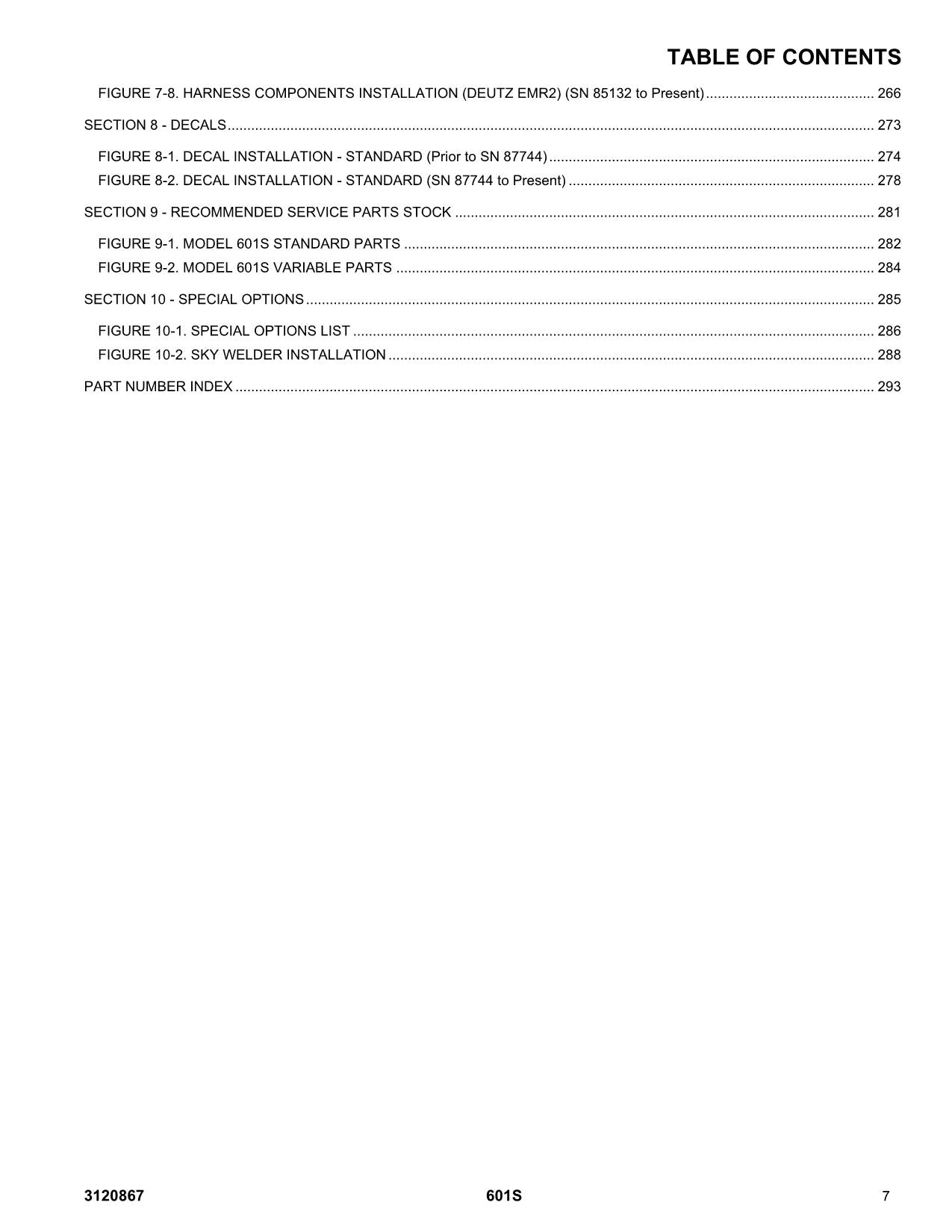 JLG 601S Boom Lift Parts Catalog Manual