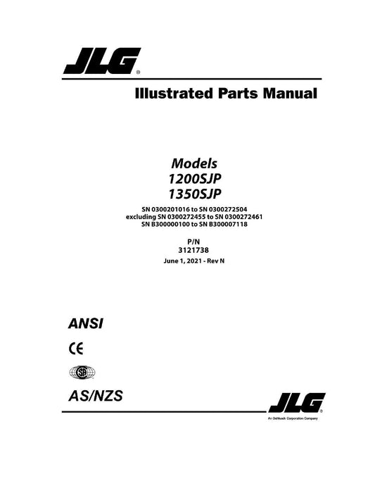 JLG 1200SJP 1350SJP Boom Lift Parts Catalog Manual 3121738