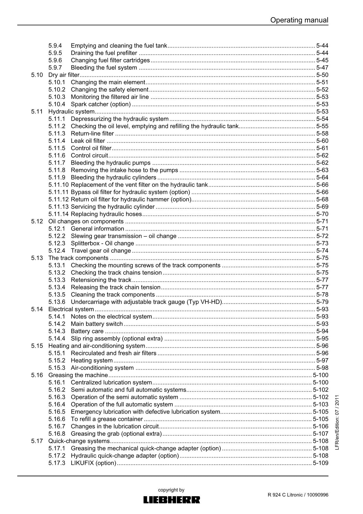 Liebherr R924 C Litronic Excavator Operators manual serial 31057