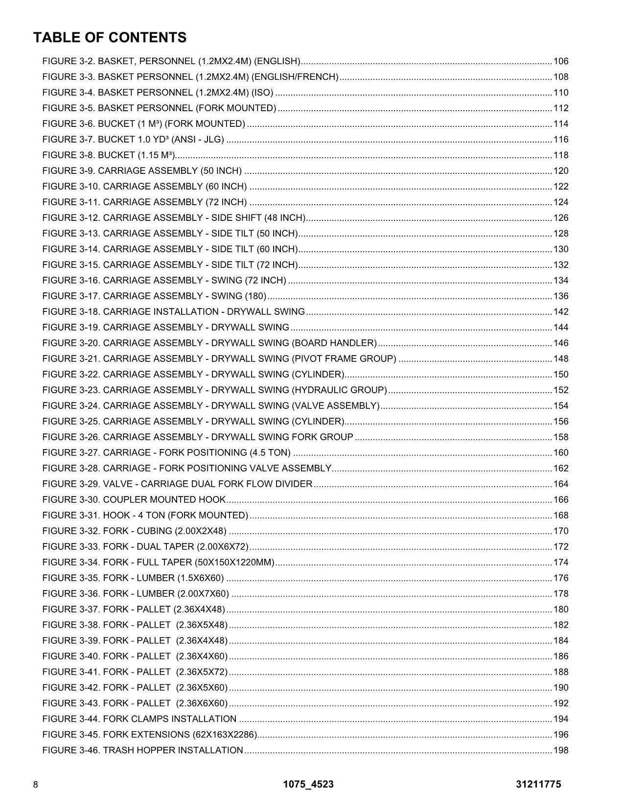 JLG 1075 4523 Telehandler Parts Catalog Manual 31211775