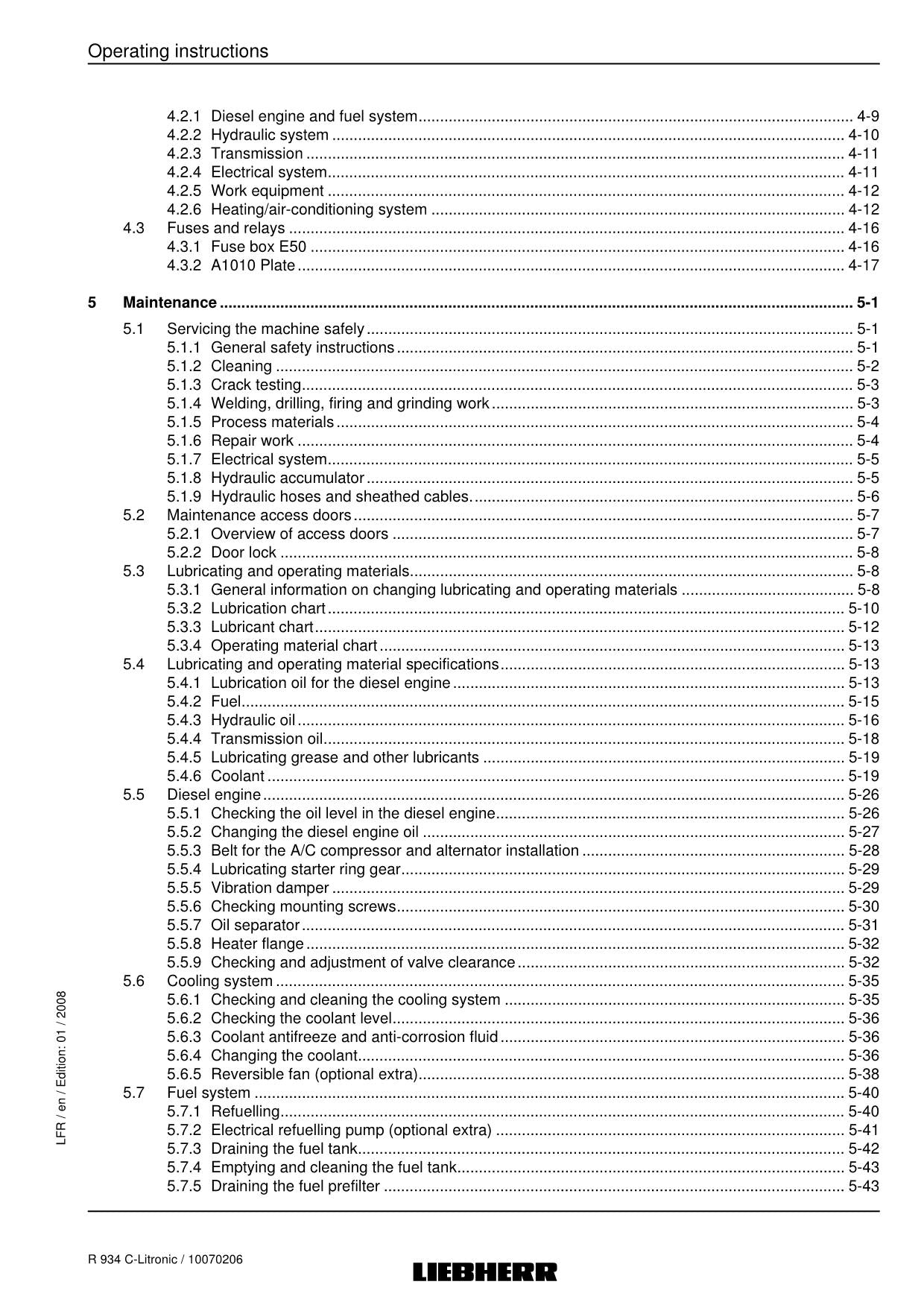 Liebherr R934 C-Litronic Excavator Operators manual