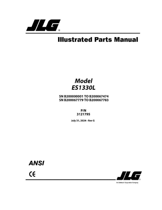 JLG ES1330L Scissor Lift Parts Catalog Manual