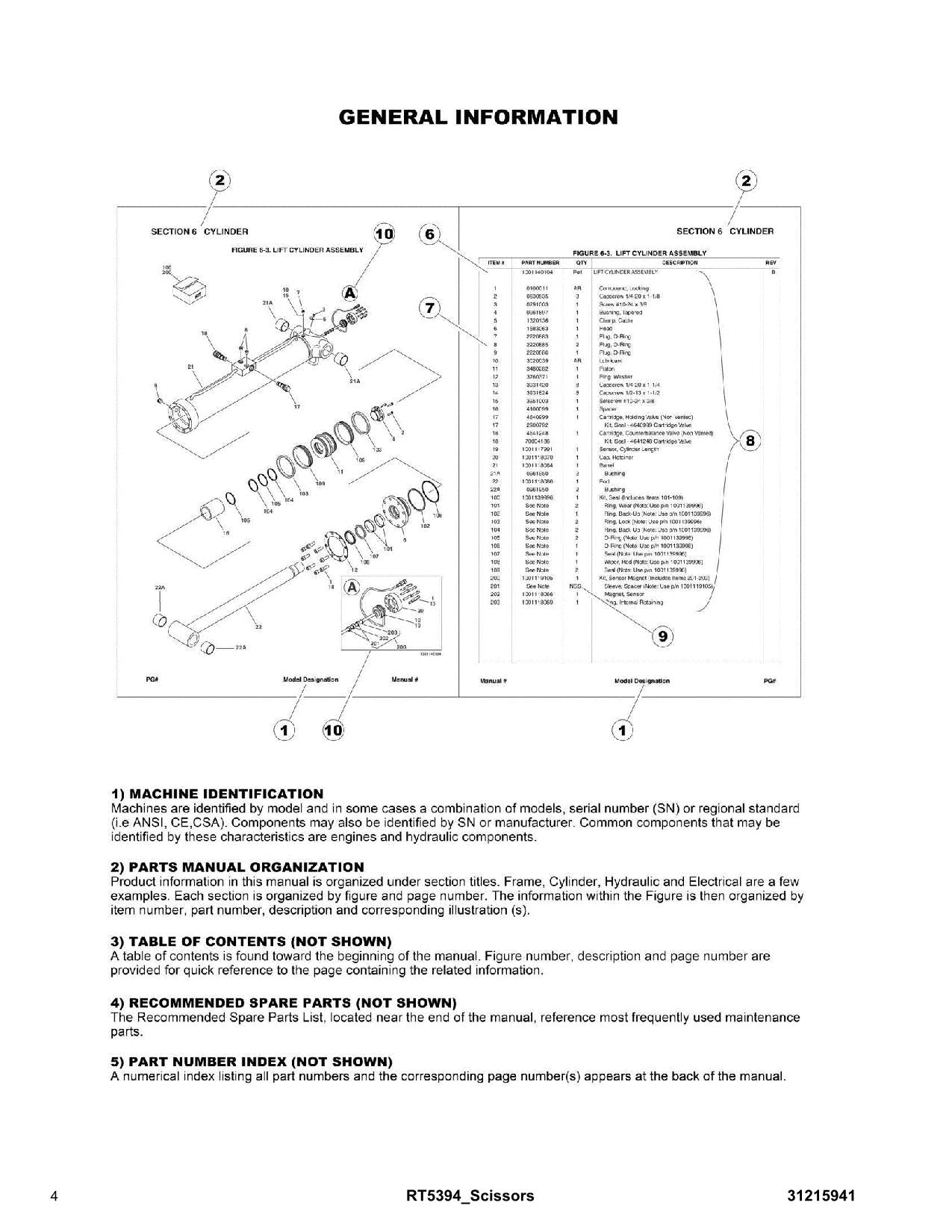 JLG RT5394 Scissor Lift Parts Catalog Manual 31215941