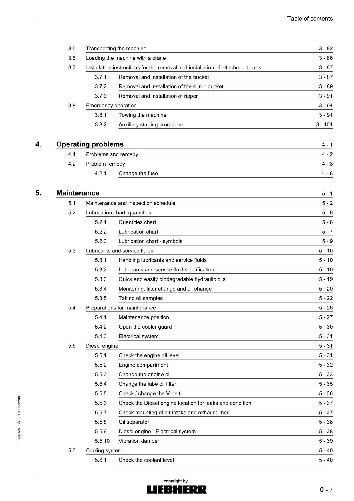 Liebherr LR624 CRAWLER LOADER Operators manual serial 8957